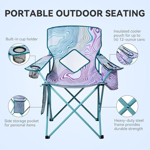 Flower pattern metal folding camping chairs 4 pack — photo 4