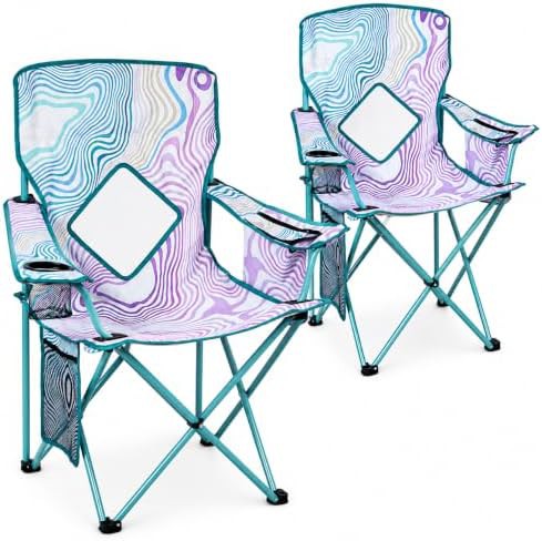 Flower pattern metal folding camping chairs 2 pack