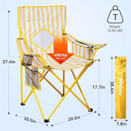 Yellow metal folding outdoor camping chairs 2 pack — photo 3