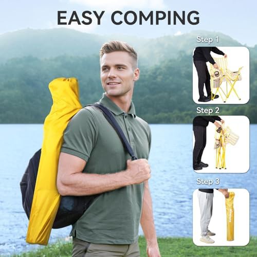 Yellow metal folding outdoor camping chairs 2 pack — photo 5