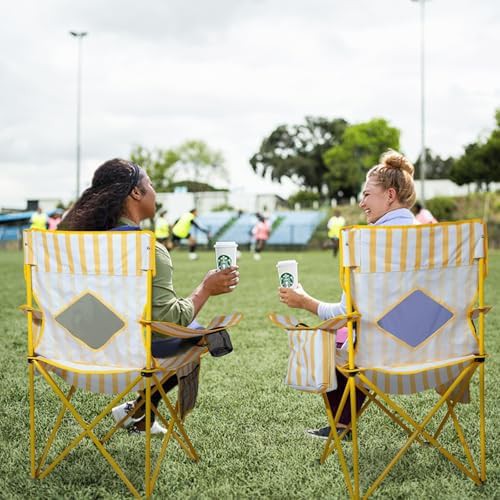 Yellow metal folding outdoor camping chairs 4 pack — photo 5