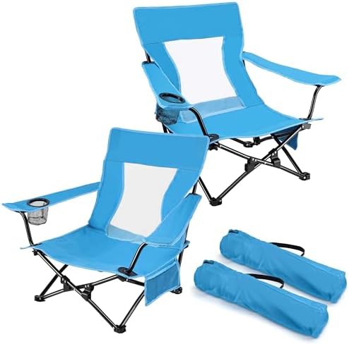 Blue Beach Camping Chair Pair