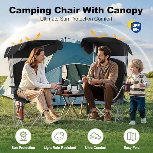 Black Oxford Canopy Camping Chair — photo 3