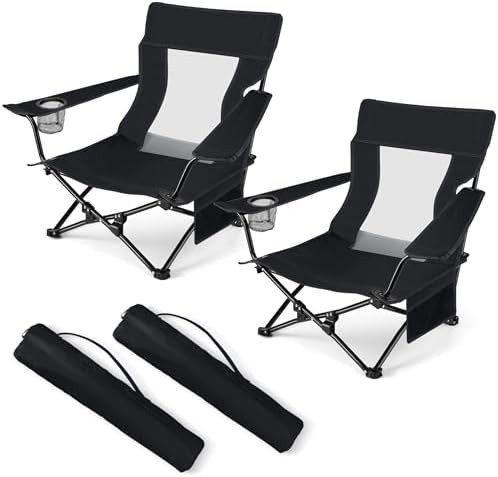 Low Profile Black Folding Beach Chairs
