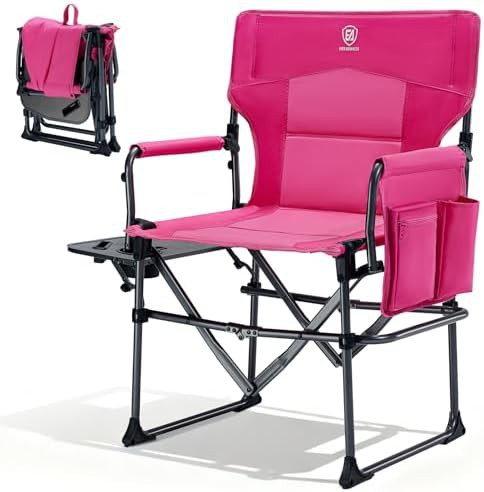 Pink directors chair with side table