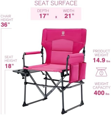 Pink directors chair with side table — photo 3