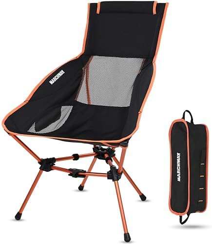 High back orange portable camping chair