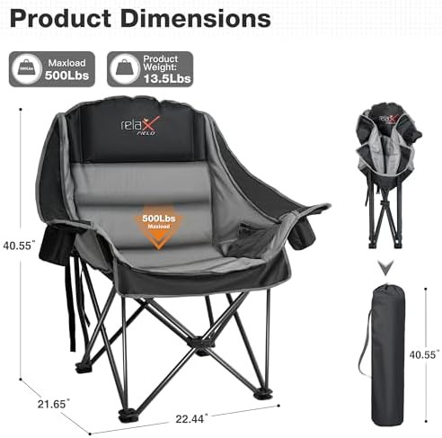 Oversized Black Heavy Duty Camping Chair — photo 3