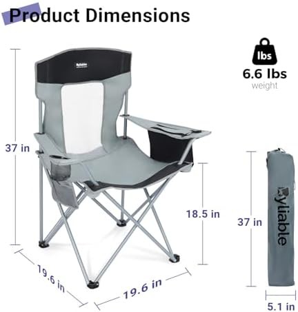 Gray portable lightweight folding lawn camp chair — photo 3