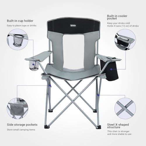 Gray portable lightweight folding lawn camp chair — photo 4