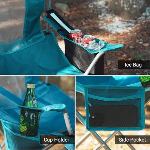 Blue outdoor portable lawn chair with cup holder — photo 4