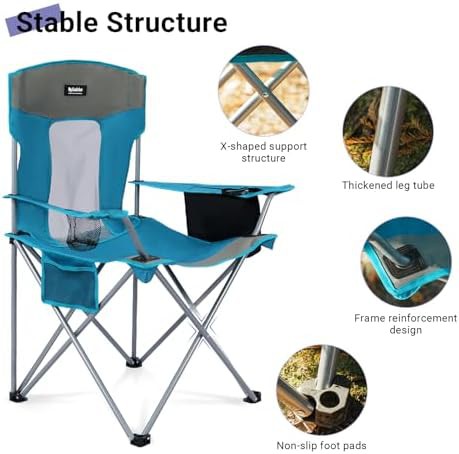 Blue outdoor portable lawn chair with cup holder — photo 5