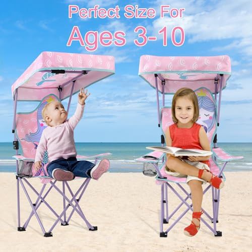Mermaid pattern kids outdoor folding camping chair — photo 3