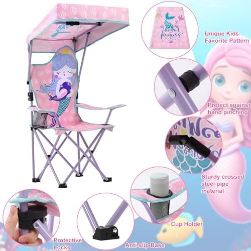 Mermaid pattern kids outdoor folding camping chair — photo 5