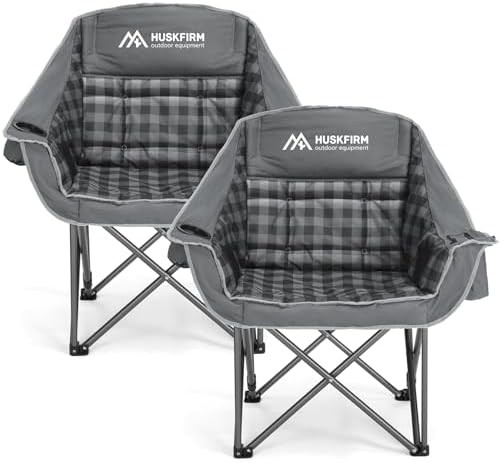Grey padded 2 pack camping chairs 450 lbs