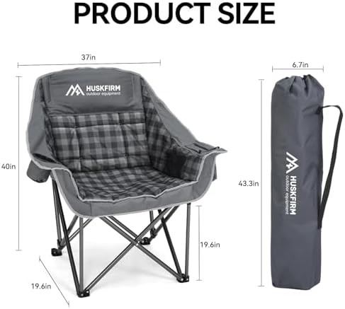 Grey padded 2 pack camping chairs 450 lbs — photo 3