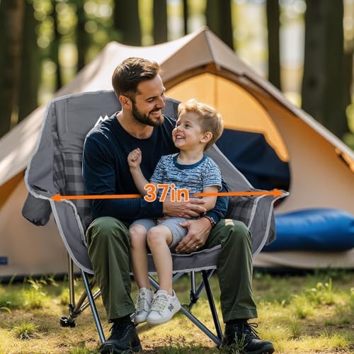 Grey padded 2 pack camping chairs 450 lbs — photo 4