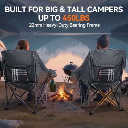 Grey padded 2 pack camping chairs 450 lbs — photo 5