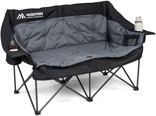 Black padded double camping chair for adults
