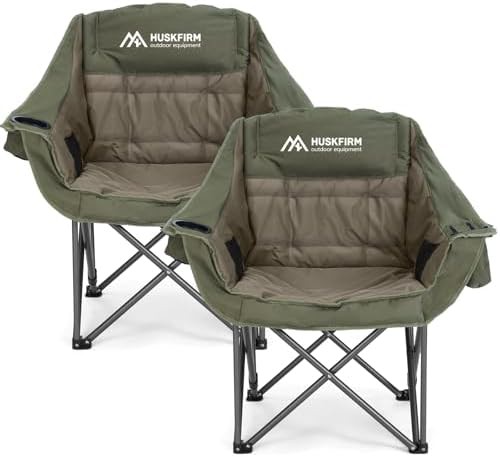 Green padded 2 pack camping chairs 450 lbs