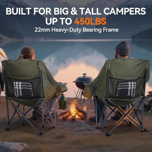Green padded 2 pack camping chairs 450 lbs — photo 5