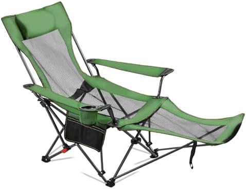 Green Mesh Reclining Camp Chair