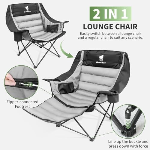 Oversized padded camping chair with footrest — photo 4