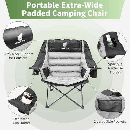 Oversized padded camping chair with footrest — photo 5