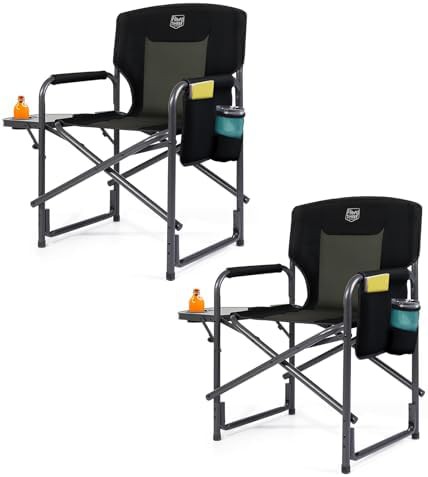 Lightweight oversized director chair with side table