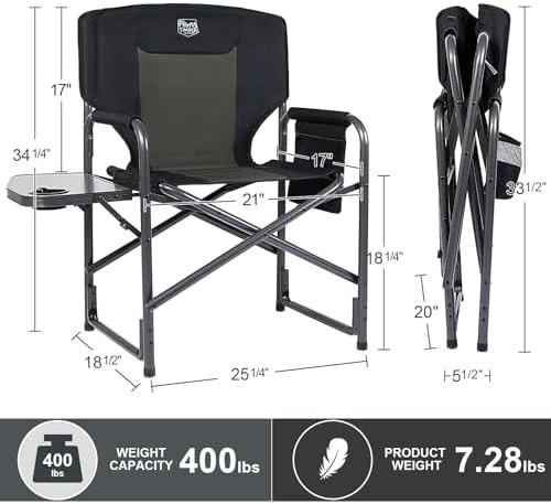Lightweight oversized director chair with side table — photo 3