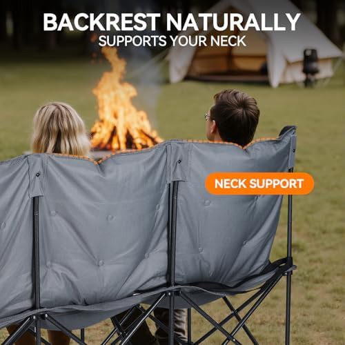 Grey three person folding loveseat camping chair — photo 5