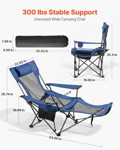 Blue Reclining Mesh Lounger with Footrest — photo 3
