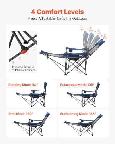 Blue Reclining Mesh Lounger with Footrest — photo 4
