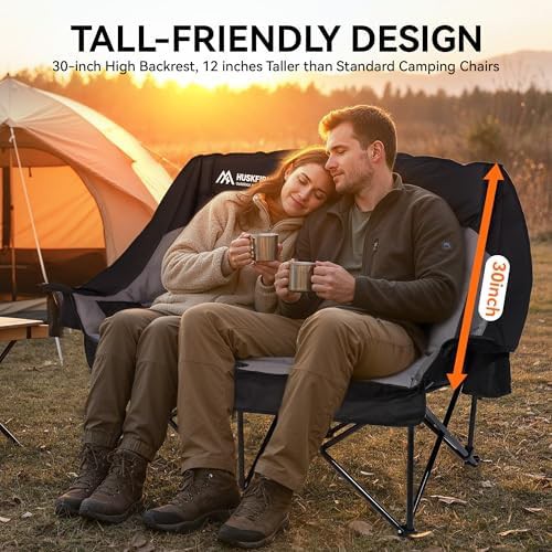 Black high back double camping chair for two — photo 3
