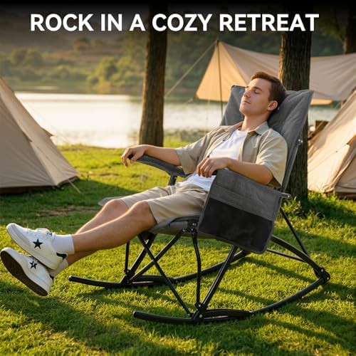 Black oversized folding rocking camping chair — photo 3
