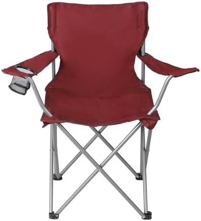 Basic red adult quad folding camp chair