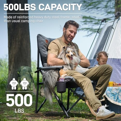 Grey padded folding camping chair two pack — photo 3