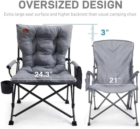Grey padded folding camping chair two pack — photo 4