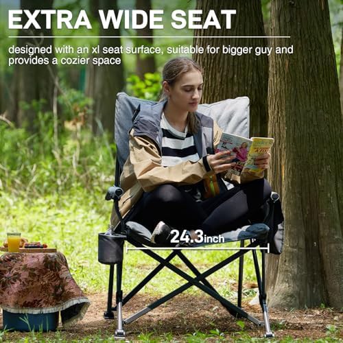 Grey padded folding camping chair two pack — photo 5