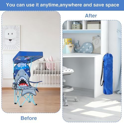 Shark pattern kids outdoor folding camping chair — photo 5