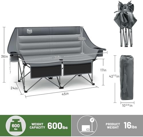 Padded double camping chair heavy duty couch — photo 3