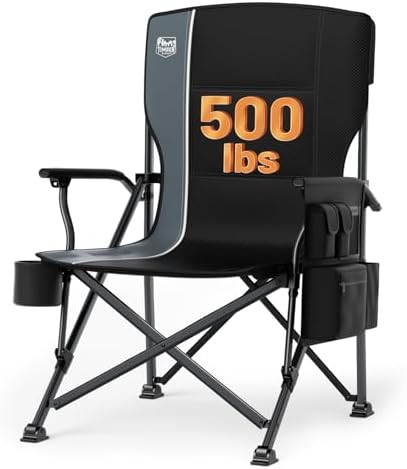 Oversized folding camping chair with high back