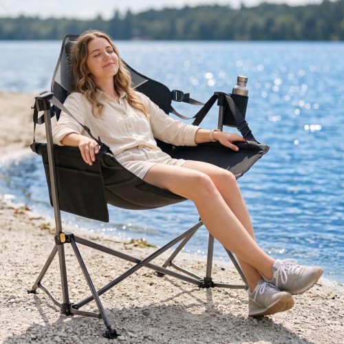 Portable oversized swinging hammock camping chair