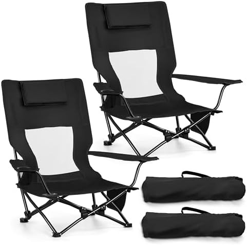 Black low profile high back beach chairs