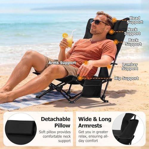 Black low profile high back beach chairs — photo 3