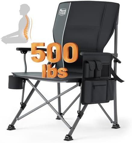 Aluminum oversized camping chair with lumbar support