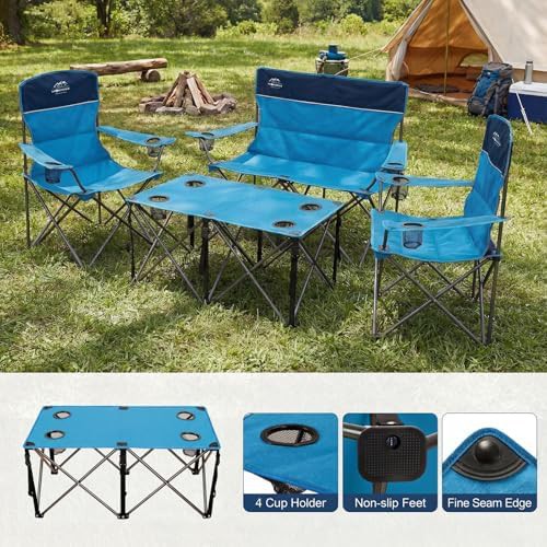 Oversized camping chair set with table blue — photo 5