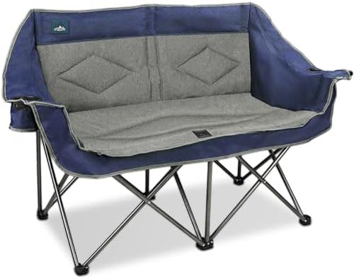 Blue portable double loveseat camping chair