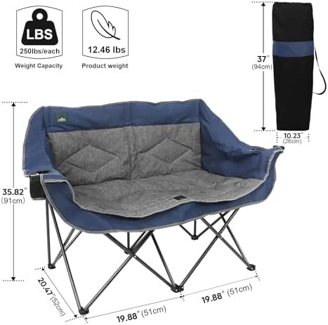 Blue portable double loveseat camping chair — photo 3