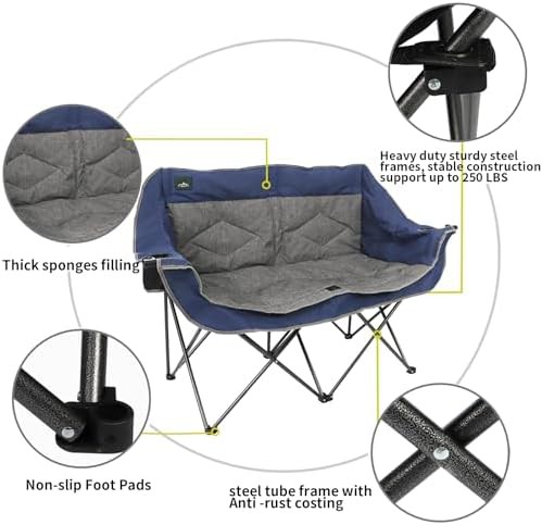 Blue portable double loveseat camping chair — photo 5